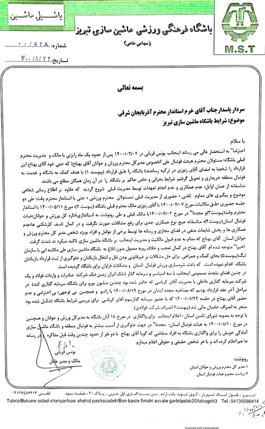 گزارش فارس/ افشاگری تحمیل انتقال امتیاز ماشینسازی/ از ویلای قبرس تا سنگاندازی و اقدامات عجیب مدیرکل ورزش
