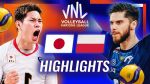 خلاصه بازی ژاپن3-2 لهستان (لیگ ملت های والیبال)