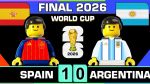 شبیه سازی گل قهرمانی اسپانیا در جام جهانی 2026 توسط تورس با عروسک لگو