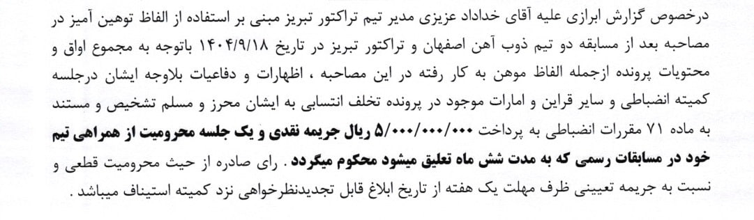 اعلام دو رای انضباطی؛ عزیزی و رفیعی جریمه شدند