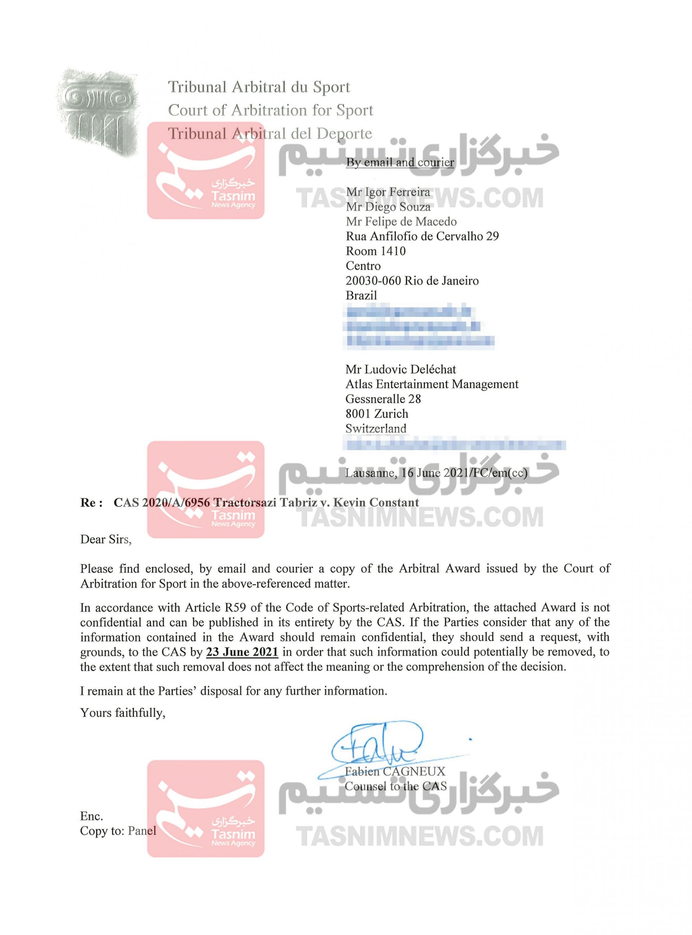 دردسر جدید تراکتور برای باز شدن پنجره نقل‌و‌انتقالاتی/ کنستانت و پاتریک هم پنجره را بستند! + تصویر نامه