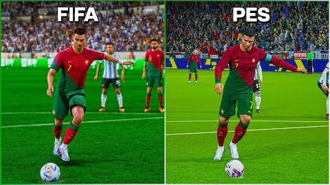 مقایسه پنالتی زدن کریس رونالدو فیفا و PES از سال 2005 تا 2023