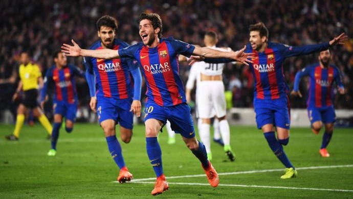 بازی کامل جام لیگ قهرمانان اروپا بین تیم های بارسلونا 6-1 پاری سن ژرمن