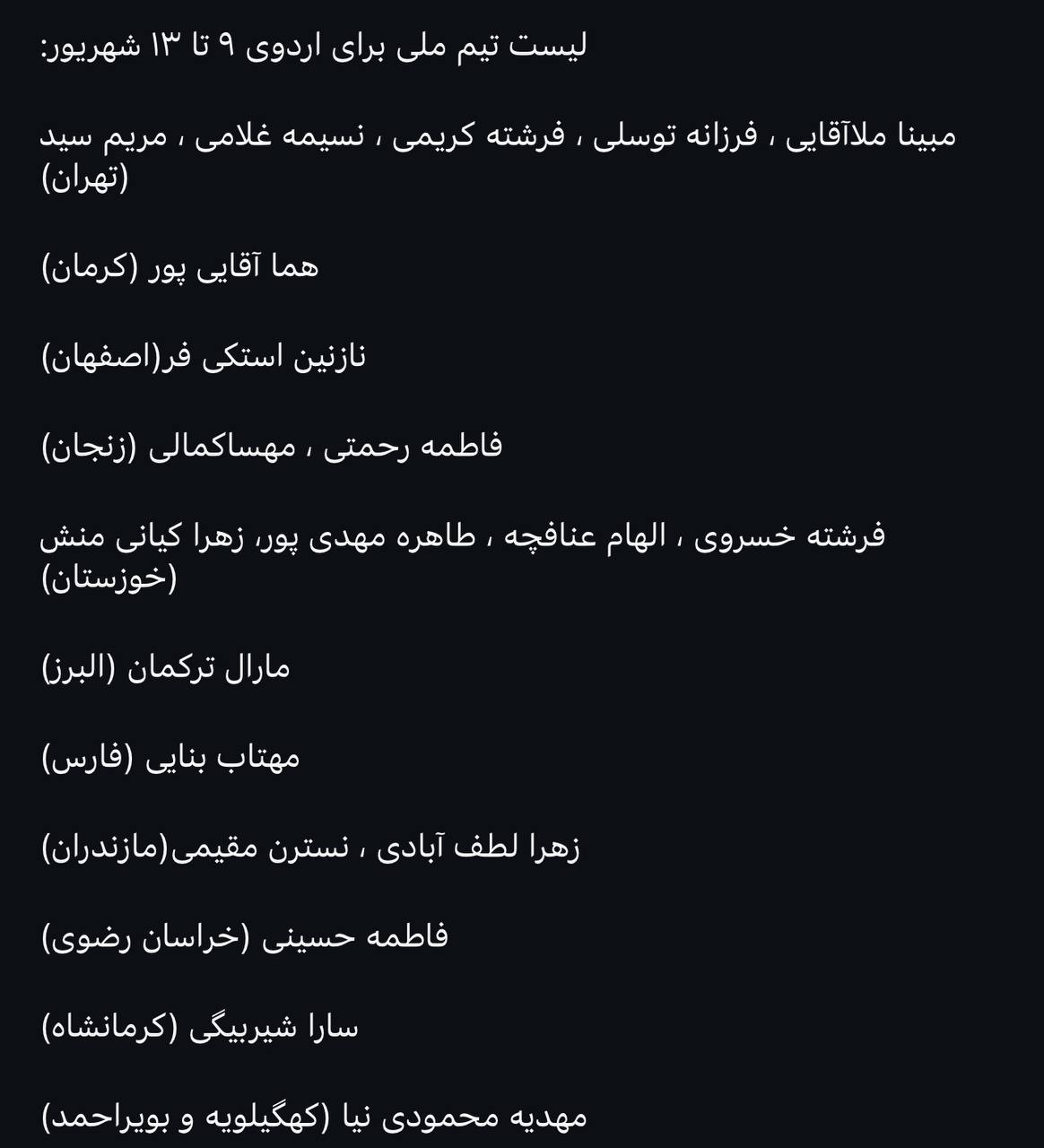 لیست عجیب تیم ملی فوتسال زنان؛ کپی برداری از لیست قبلی