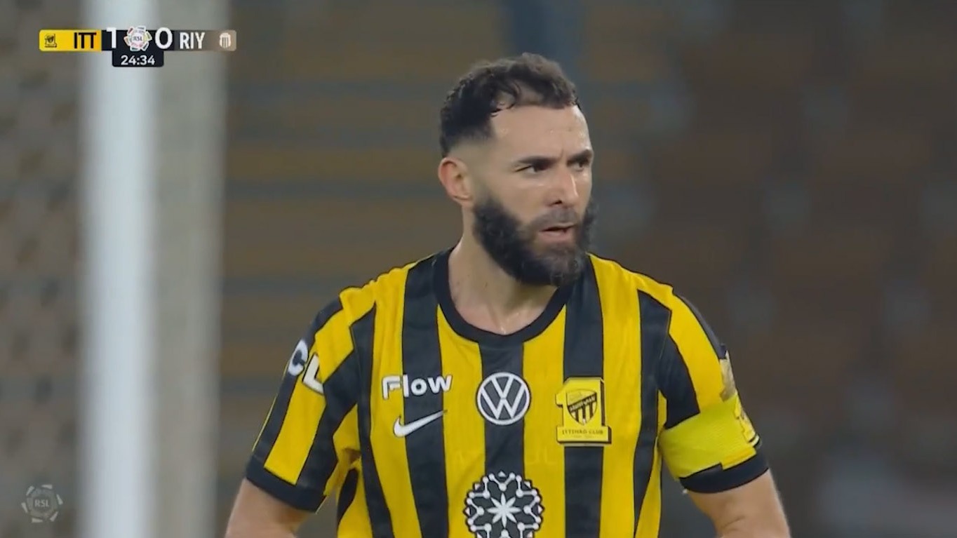 گل اول الاتحاد به الریاض (کریم بنزما)