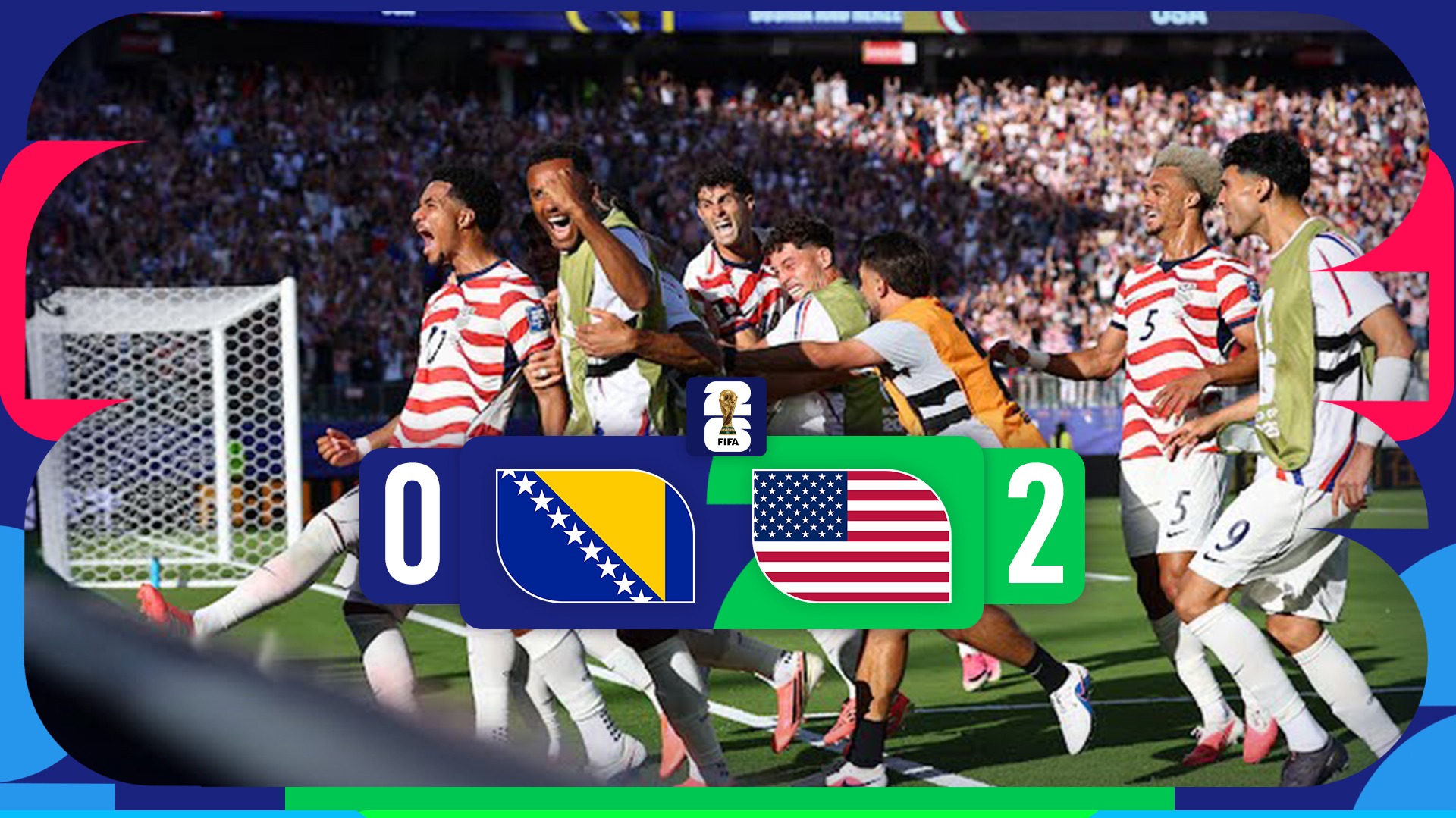 خلاصه بازی آمریکا 2-0 بوسنی