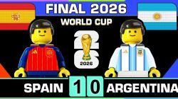 شبیه سازی گل قهرمانی اسپانیا در جام جهانی 2026 توسط تورس با عروسک لگو
