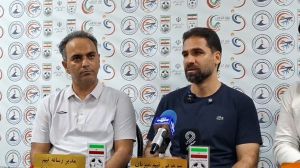 کنفرانس خبری ابراهیم صادقی سرمربی پالایش نفت بندرعباس پس از تساوی مقابل نساجی