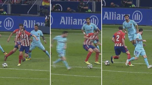 دریبل زیدانی که مسی را شگفت زده کرد عکس