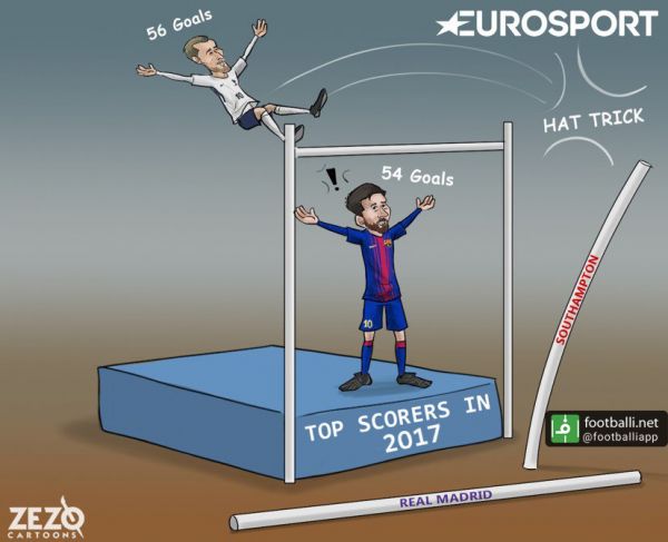 کاریکاتور هری کی زننده بیشترین گل در سال 2017