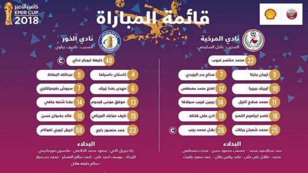  رفیعی در ترکیب ابتدایی الخور برابر المرخیه