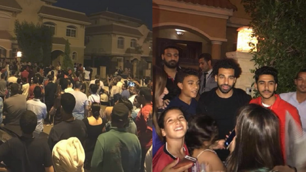  ازدحام مردم قاهره مقابل منزل محمد صلاح  عکس