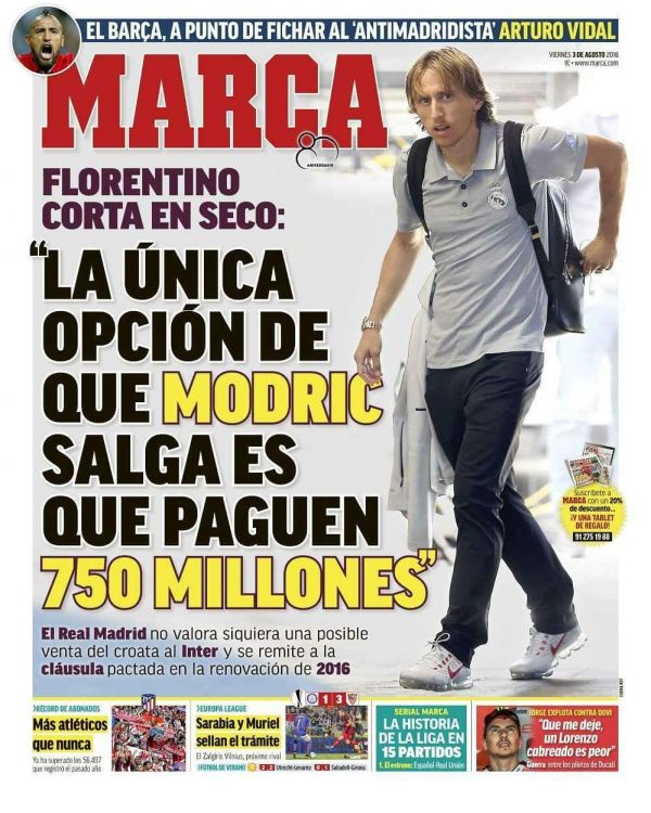  قیمت لوکا مودریچ  750 میلیون یورو   عکس