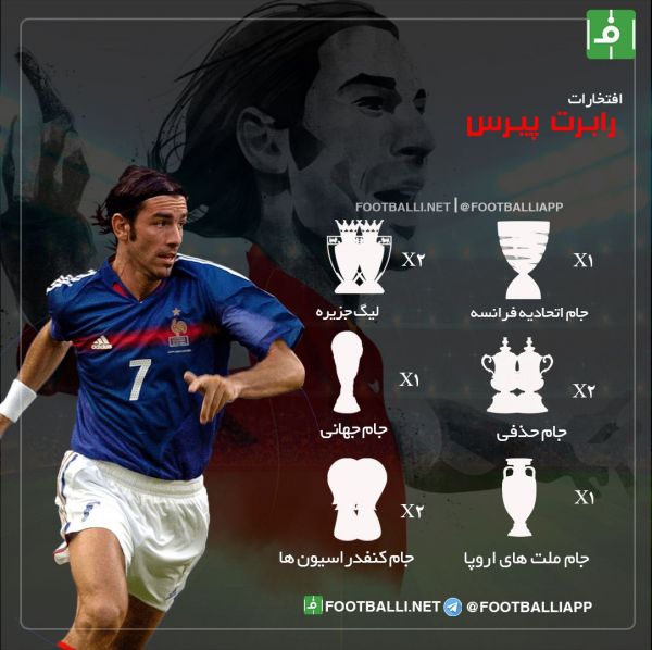 اینفوگرافی اختصاصی آمار و افتخارات رابرت پیرس به بهانه تولد 45 سالگی اسطوره فوتبال فرانسه