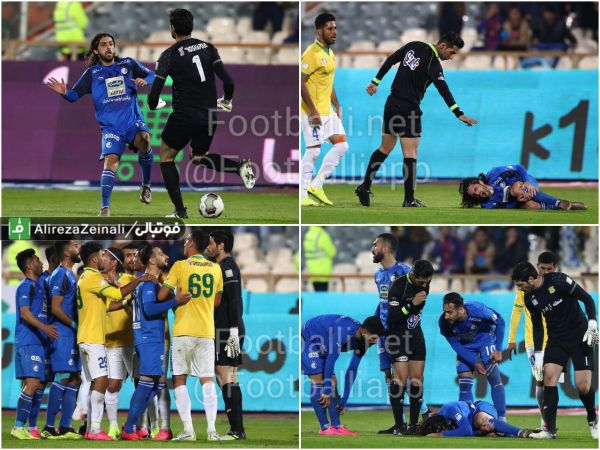  لحظه برخورد طارق همام با شهاب گردان و عصبانیت بازیکنان استقلال