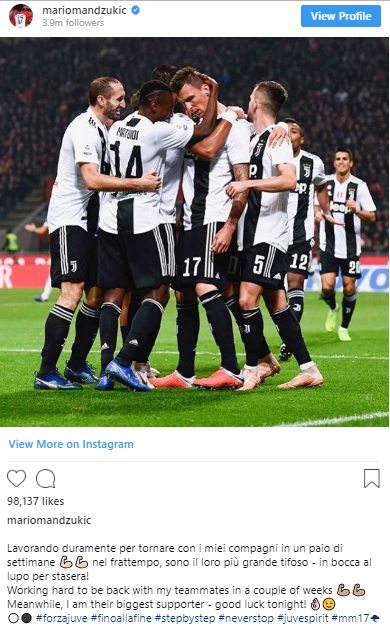  پیام مثبت ستاره کروات و مصدوم یوونتوس  عکس