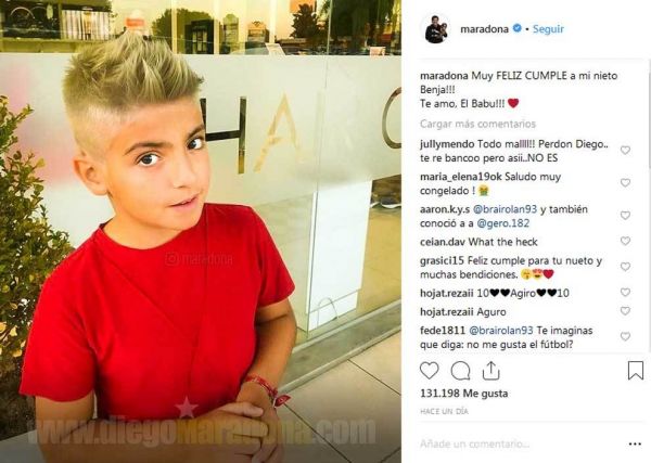 دردسر جدید مارادونا به خاطر دیرتبریک گفتن تولد نوه اش