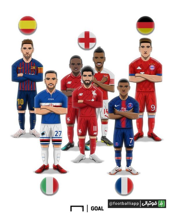  آقای‌گل های پنج لیگ معتبر اروپا در یک قاب