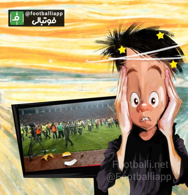  کاریکاتور اختصاصی  تابلوی تازه  جیغ   اثر مشترک کلود مونه و سعید فتاحی رییس تعلیق شده کمیته مسابقات سازمان لیگ   طرح از شهاب جعفرنژاد  فوتبالی