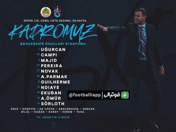  حضور سیدمجید حسینی در ترکیب ترابزون اسپور مقابل آلانیااسپور