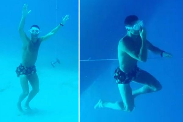 غواصی رونالدو در تعطیلات میخواستم ببینم در دریا چه خبر است