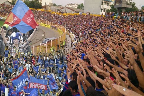  تجمع هواداران داماش در استادیوم شهید عضدی