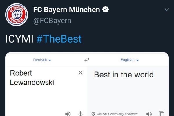 شوخی توییتری بایرن مونیخ با لواندوفسکی و گوگل ترنسلیت