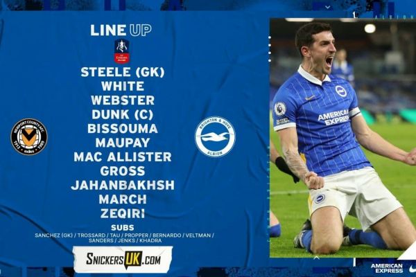  جام‌حذفی‌ انگلیس  جهانبخش در ترکیب برایتون مقابل نیوپورت