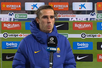 گریزمان پس از برد بارسلونا از حضور مسی لذت میبریم