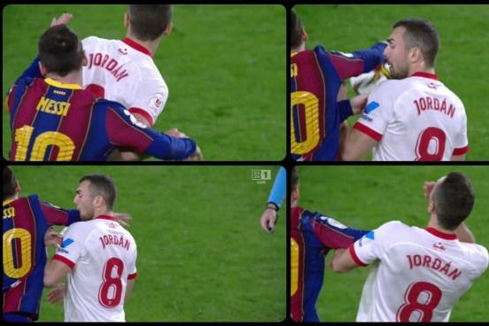 مسی در بازی بارسلونا و سویا باید اخراج می شد