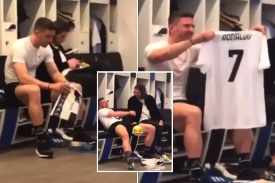 شوخی بامزه آتالانتاییها با گوسنس بیا این هم پیراهن رونالدو که میخواستی