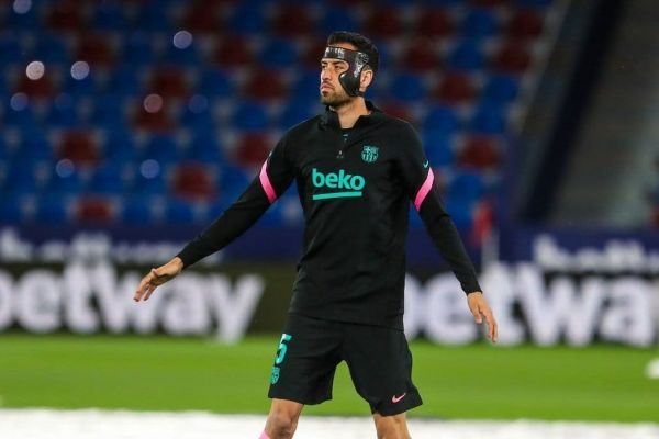  عکس؛ محافظ صورت ویژه بوسکتس برای بازی مقابل لوانته