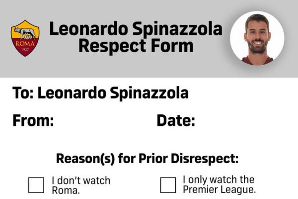  اقدام جالب باشگاه رم  تهیه فرم عذرخواهی هواداران از اسپیناتزولا