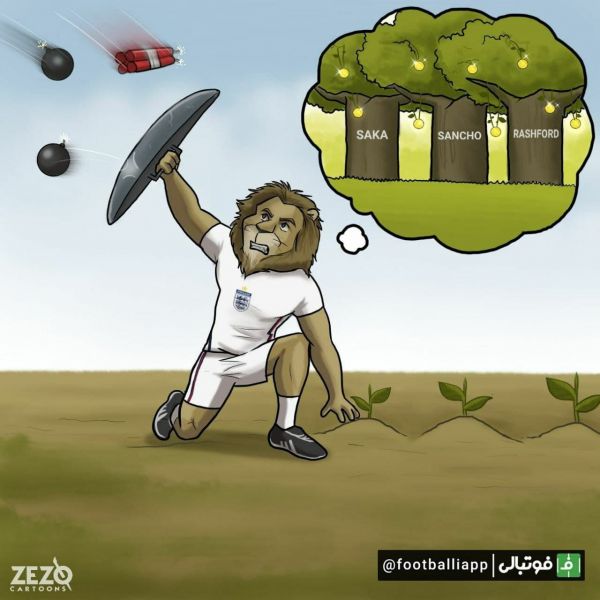  کاریکاتور  سه شیرها از ساکا، سانچو و راشفورد حمایت میکنند