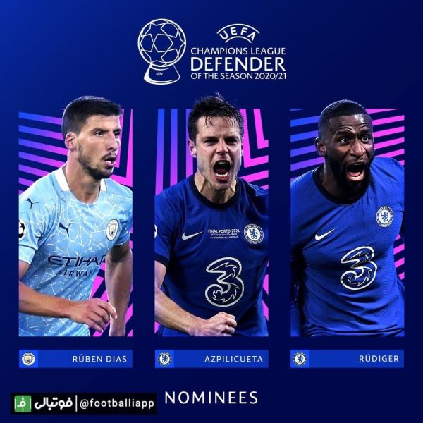  اینفوگرافی  نامزدهای کسب عنوان بهترین مدافع لیگ قهرمانان اروپا 2021