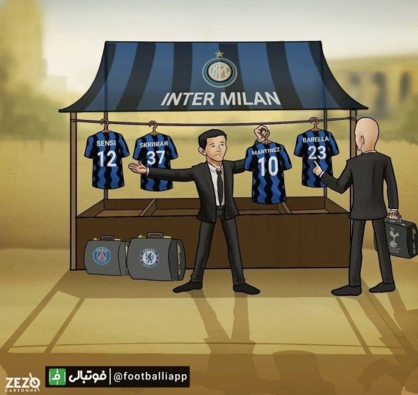  کاریکاتور  حراجی اینتر در نقل‌ و‌ انتقالات تابستانی