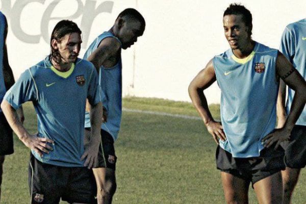 نوستالژی اولین مثلث دوران حرفهای مسی؛ تمرین در کنار رونالدینیو و اتوئو