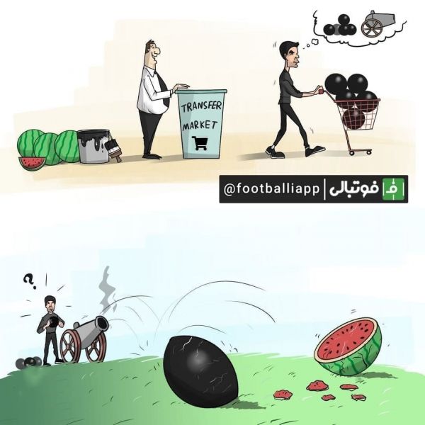  کاریکاتور  خریدهای ناکارآمد و گران قیمت آرسنال