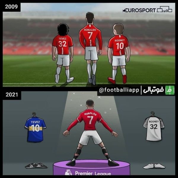  کاریکاتور  کریستیانو رونالدو همچنان در حال گل زنی در لیگ برتر انگلیس