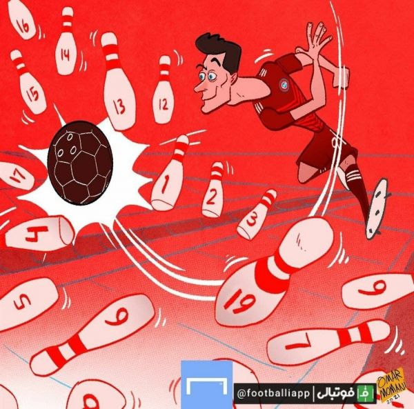  کاریکاتور  لواندوفسکی بهترین بازیکن شماره ۹ حال حاضر دنیا