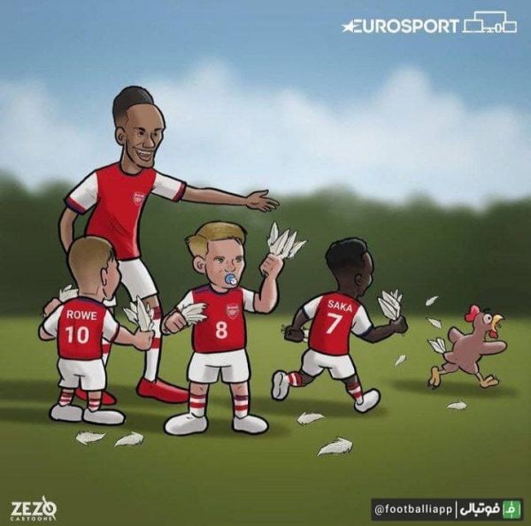  کاریکاتور  جوانان آرسنال، پرهای تاتنهام را کندند