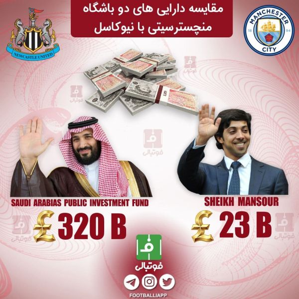  اینفوگرافی  مقایسه دارایی‌های دو باشگاه منچسترسیتی و نیوکاسل