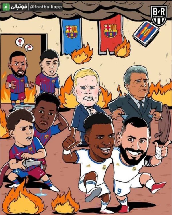  کاریکاتور  مادریدی‌ها نیوکمپ را به آتش کشیدند