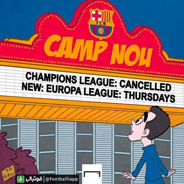  کاریکاتور  حضور بارسلونا در لیگ اروپا