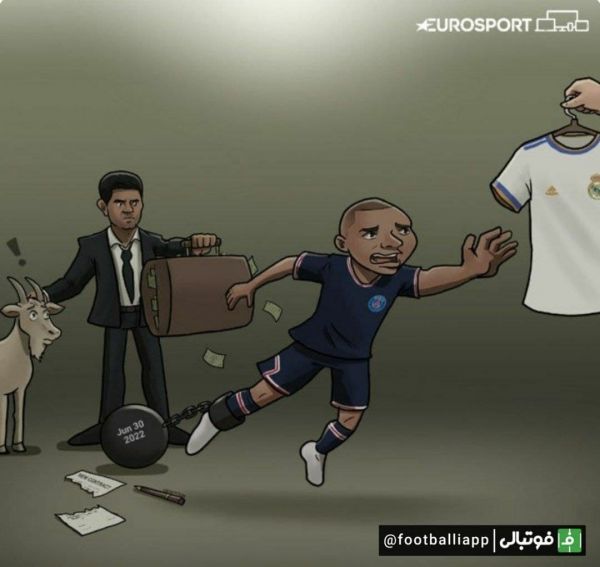  کاریکاتور  ناصر الخلیفی اجازه خروج به امباپه را نمی‌دهد