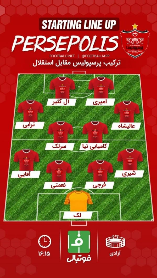  شماتیک ترکیب پرسپولیس مقابل استقلال