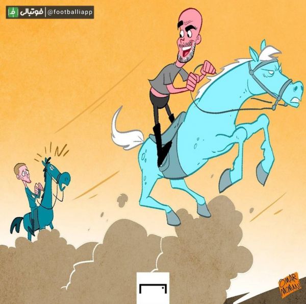  کاریکاتور  منچسترسیتی با پیروزی برابر چلسی فاصله خود را با تیم دوم به 13 امتیاز افزایش داد