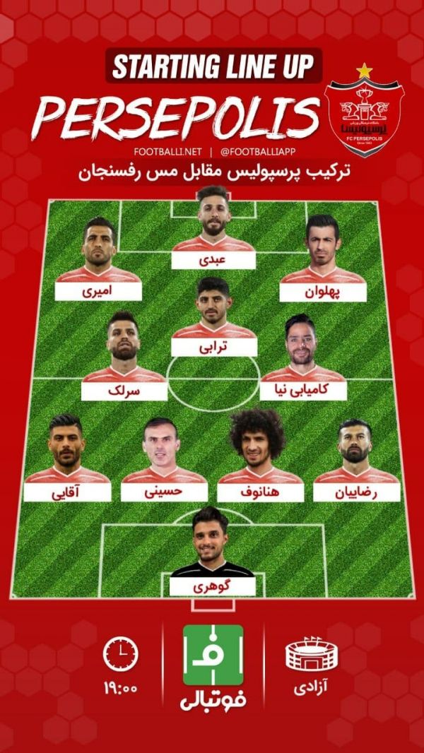  شماتیک ترکیب پرسپولیس مقابل مس رفسنجان