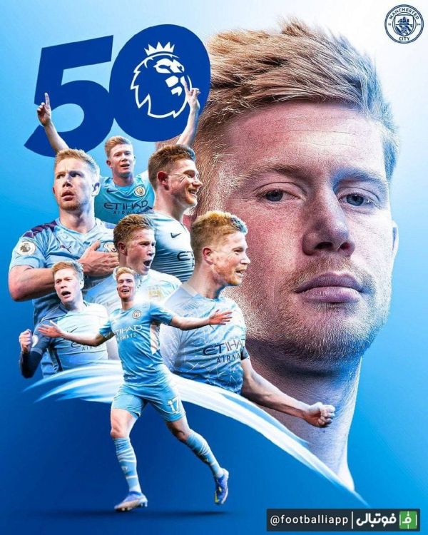  کوین دی‌بروینه به رکورد 50 گل در لیگ جزیره رسید