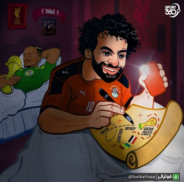  کاریکاتور  صلاح و کشیدن نقشه راهیابی به جام جهانی قطر پس از ناکامی در جام ملت‌های آفریقا